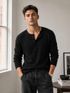 NetClick Men Self Design Henley Neck Cotton Blend White T-Shirt - Image 8