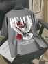 AUSK Women Printed Round Neck Cotton Blend Grey T-Shirt - Image 7