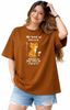 Stem Rope Women Graphic Print Round Neck Cotton Blend Brown T-Shirt - Image 7