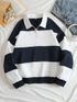 Try This Men Colorblock Polo Neck Cotton Blend Light Blue, White T-Shirt - Image 8
