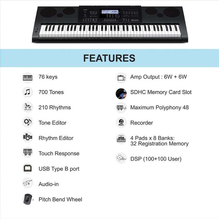 CASIO WK-6600 KH29 Digital Portable Keyboard Price in India - Buy 