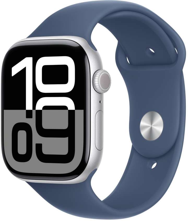 Apple Watch Series 10 GPS 46mm Silver Aluminium with Denim Sport 
