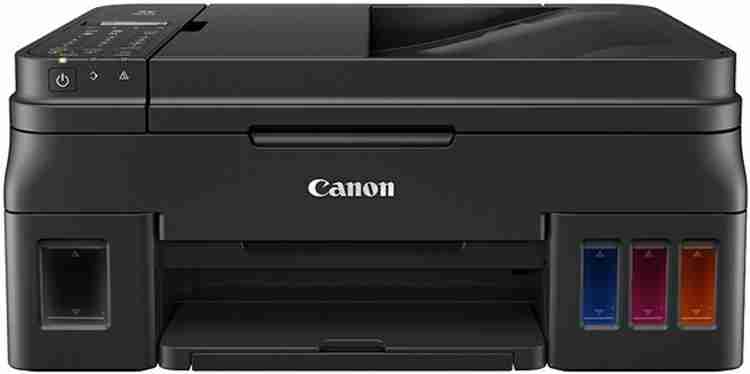 Canon Pixma G4010 All in One Multi function WiFi Color Ink Tank Printer Color Page Cost 0.21 Rs. Black Page Cost 0.08 Rs. Borderless Printing Canon Flipkart