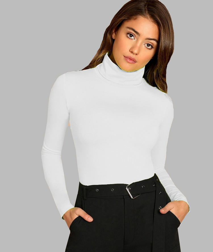 womens white mock neck top