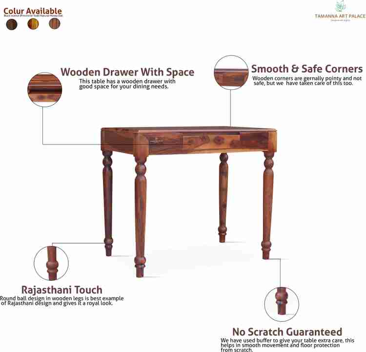 Tamannaartpalace Solid Wood Study Table with Round Legs in Natural 