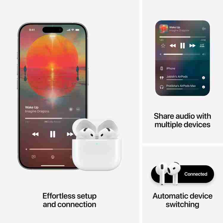 Apple AirPods 4 Wireless Earbuds, Personalised Spatial Audio,Sweat 