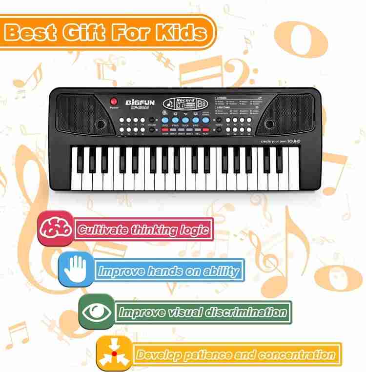 BIGFUN 37 Key Piano Keyboard Toy with Mic Dc Power Option Recording for Boys and Girls 37 Key Piano Keyboard Toy with Mic Dc Power Option Recording for Boys and Girls