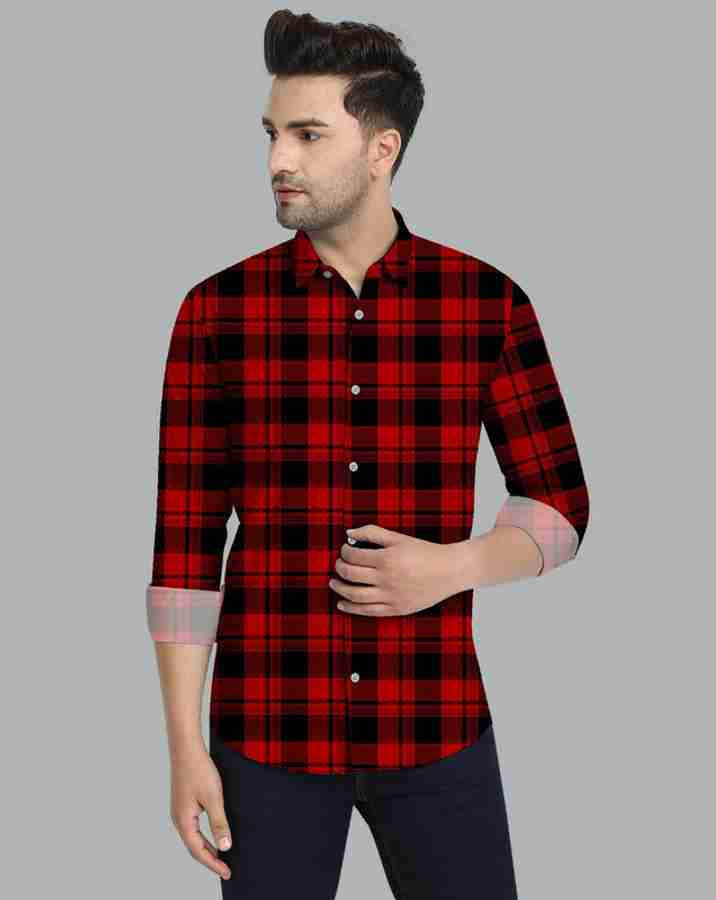 CHEAPSHIRTS Men Checkered Casual Red Shirt