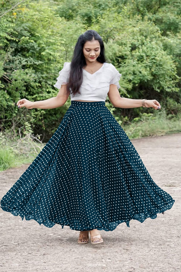 polka dot crop top and skirt