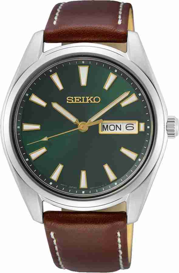 Seiko SEIKO Dress Green Dial Brown Strap leather Strap Men