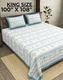 BharatLinen Cotton King Flat 144 TC Jaipuri Prints 1 Summer Bedsheet with 2 Pillow Covers (Blue) - Image 3