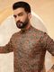ORIFAB Printed Silk Blend Straight Kurta for Men (Pink) - Image 3