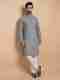 House of Pataudi Men Silk Blend Kurta Pyjama Set - Image 2