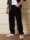 Urbano Fashion . Men Loose Fit Mid Rise Black Jeans - Image 4
