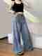 UPLIVA Women Wide Leg High Rise Blue Jeans - Image 2