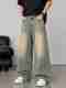 U4Denim Men Wide Leg High Rise Dark Blue Jeans - Image 2