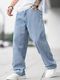 MEIXN Men Loose Fit Mid Rise Light Blue Jeans - Image 3