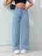 TYFFYN Women Wide Leg High Rise Light Blue Jeans - Image 2