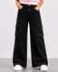 WOMANLACE Boys & Girls Wide Leg Low Rise Black Jeans - Image 3