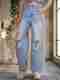 H&H Women Wide Leg High Rise Blue, Grey Jeans - Image 2
