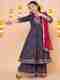 MOREFASHION Girls Festive & Party Kurta and Palazzo Set (Blue Pack of 1) - Image 2