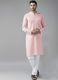 ORIFAB Printed Silk Blend Straight Kurta for Men (Pink) - Image 4