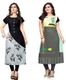 AAI MOGAL Women's Cotton Blend Straight Kurta Pack of 2 (Green, Grey) - Image 3