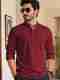 VTEXX Men's Solid Cotton Blend Straight Kurta (Maroon) - Image 2
