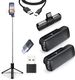 MMAK Dual Wireless Lavalier Mic with LED Selfie Stick - Image 3