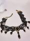 gustave Silver Black Leather Gothic Choker Necklace - Image 4