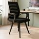 KITHANIA Office study Chair Executive Visitor Study with arm Rest Steel Frame Leather Office Visitor Chair (Black, Optional Installation Available) - Image 3