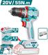 INGCO Compact Brushless Cordless Drill 55Nm, 13mm Metal Chuck, 2-Speed, with 1Pcs Battery, 1Pcs Charger, 47Pcs Accessories, CDLI205582 Cordless Drill (13 mm Chuck Size) - Image 4