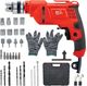 RanPra Electric drill machine with Hammer, Pliers, Screwdrivers, Insulation Tape & Safety Gloves Pistol Grip Drill (10 mm Chuck Size) - Image 4