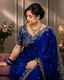 sadika Embellished Bollywood Chiffon Silk Saree (Blue) - Image 4