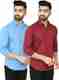DarkSquare Men Regular Fit Solid Spread Collar Casual Shirt (Pack of 2) - Image 2