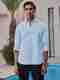 LEMZODIC Men Regular Fit Embroidered Lapel Collar Casual Shirt - Image 2