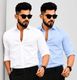 GLOREN Men Slim Fit Solid Spread Collar Casual Shirt (Pack of 2) - Image 4