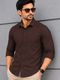 Voroxy Men Regular Fit Solid Mandarin Collar Casual Shirt - Image 4