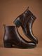 BIG FOX Croc-Texture Cuban Boots | Premium Ankle-Length Fashion Boots Boots For Men (Black , 8) - Image 4