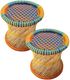 Heart Home Mesh Design Plastic Sitting Stool Pack of 2 (Orange) - Image 4