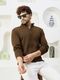 Eddicted Men Brown Self Design Collared Neck Sweater - Image 4