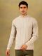 KVETOO Men Self Design High Neck Green Sweater - Image 4