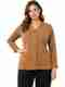 AYUB FASHION Women Solid Collared Neck Reversible Brown Sweater - Image 2