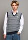 Eddicted Men Self Design V Neck White Sweater - Image 3