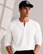 NOOK Men Self Design Henley Neck Cotton Blend White T-Shirt - Image 3
