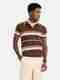 KIIBOINDIA Men Striped Polo Neck Grey T-Shirt - Image 2