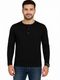 Flipkart SmartBuy Men Solid Henley Neck Cotton Blend Black T-Shirt - Image 3