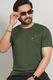 DZone Men Solid Polo Neck Cotton Blend Green T-Shirt - Image 4