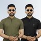 VeBNoR Pack of 2 Men Embroidered Mandarin Collar Brown T-Shirt - Image 3