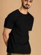 RPIRT Men Solid Round Neck Cotton Blend Black T-Shirt - Image 3
